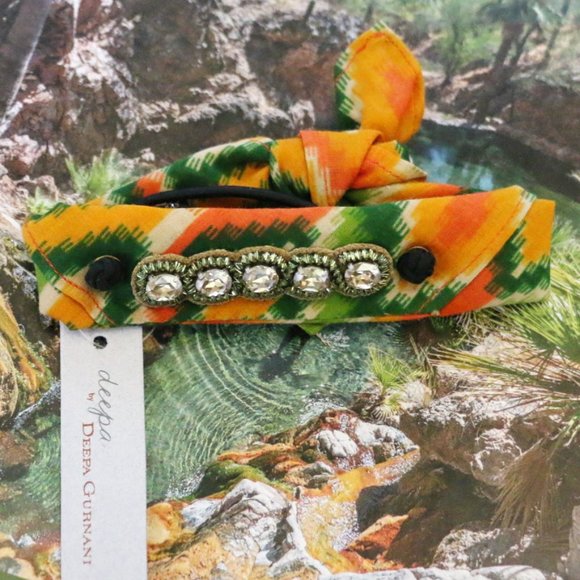Jeweled Deepa Pony Tail Wrap Fabric Bracelet NWT main image 5